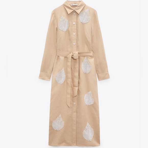 Zara Dresses & Skirts - NWT Medium Zara Beaded Embroidered Linen Dress